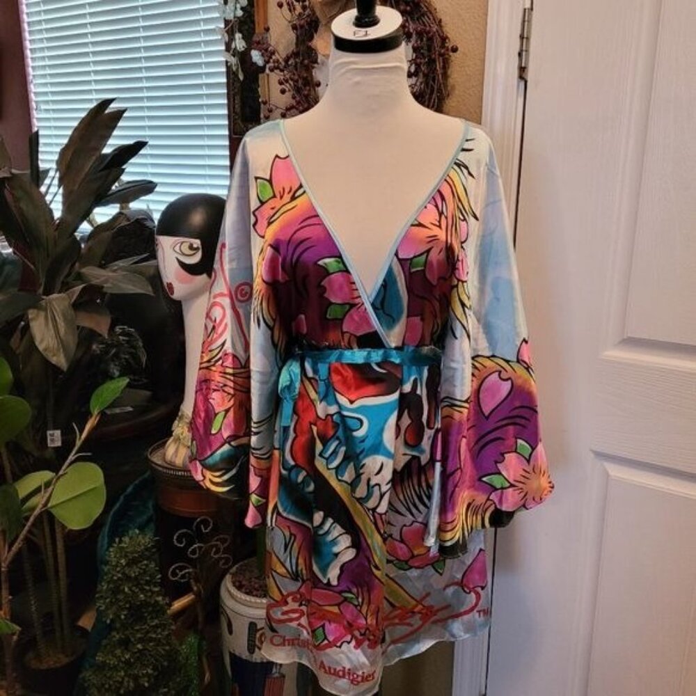 Women's Ed Hardy kimono style dress sexy rocker small rocker small - Picture 4 of 13